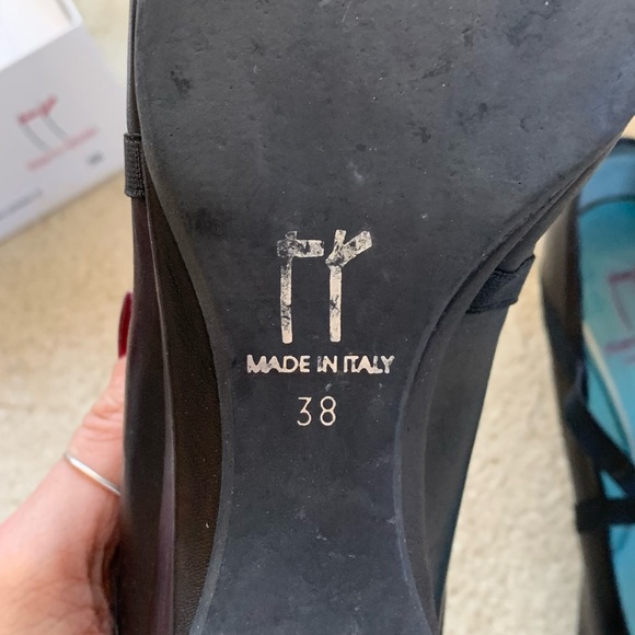 Thierry Rabotin black leather peephole wedges sz 38 - Picture 3 of 4